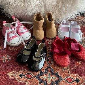 Lot of 5 sz 2 baby girl shoes boots sneakers flats